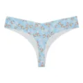 Blue floral print seamless low rise thong women underwear comfortable daily wear - Blue with Rose Print