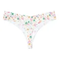 Floral Print Low Waist Seamless Ice Silk Thong Panties Sexy Women Underwear White - Yellow Floral