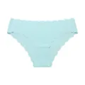 Seamless women's ice silk panties with scalloped edges and breathable cotton crotch. - Sea Salt Blue
