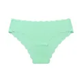 Mint green seamless breathable ice silk women's panties with cute scalloped wavy edges. - Light Green