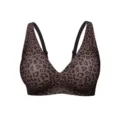 Leopard print seamless bra, V-neck push-up comfortable thin bra for women daily wear. - S / Tops / Black Leopard