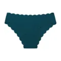 Women's seamless briefs in deep green with cute scalloped edges, comfortable daily wear underwear. - Teal
