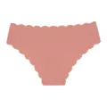 Women seamless ice silk scalloped edge panties breathable pink cotton crotch briefs - Pink