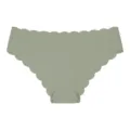 Seamless ice silk women brief with scalloped wave edge and breathable cotton crotch comfort. - Matcha Green