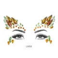 Detailansicht bunte Strasssteine für das Gesicht auf Augen-Make-up-Vorlage präsentiert. - Mehrfarbig Grün Gelb Orange Tränenform Rund Mosaik Modell (L0052)