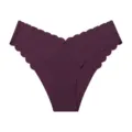 Seamless ice silk women panties solid dark purple wave V waist breathable summer underwear - S / Deep purple