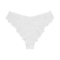 Women white lace thong low rise sexy underwear with strap and bow detail for attractive look. - S / White