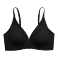 Comfortable black front-closure wireless bra, breathable seamless summer lingerie for daily wear. - S / Black