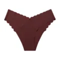 Seamless wavy lace women's briefs in deep red, comfortable and breathable underwear style. - L / Skin Deep Purple