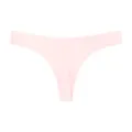 Light pink seamless thong for women, breathable ice silk material, low waist variant item - M / Peach Pink