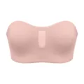 Sostén bandeau sin tirantes para mujer sin costuras con malla al frente, diseño muy cómodo. - S / Rosa