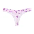 Pink ice silk butterfly thong underwear, seamless low-waist sexy yoga t-back panties. - Purple Butterfly