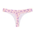 Seamless ice silk thong for women featuring a cute butterfly print low waist design comfortable fit. - Purple Pink Swallowtail Butterfly (Skin Base)