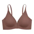 Wireless front-closure seamless bra for women, breathable daily wear, solid color, comfortable fit. - M / Dark Coffee