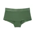Women's dark green seamless boxer briefs, breathable comfortable solid color underwear. - Pine Green