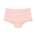 Women's solid pink seamless boxer briefs breathable comfortable cotton crotch underwear. - Peach