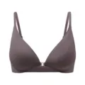 Seamless magnetic front closure bra in taupe grey, wireless push-up design for women. - S / Dark Brown