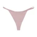 Women pink low-waist seamless thong underwear, breathable ice silk sports string panties. - S / Coral Pink