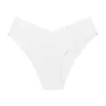 White seamless ice silk panties with scalloped V-waist, breathable thin plus size women briefs - S / White