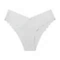 Seamless ice silk briefs for women, breathable scalloped V-waist summer underwear white. - S / Light Gray