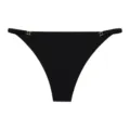 Schwarze, bequeme Damen-Slips mit tiefem Bund und eleganten Metallringen an den Seiten aus Seide. - Schwarz