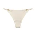 Damen niedrige Taille nahtlose Eisseide Tanga sexy atmungsaktive Unterwäsche mit goldenen Ringen - S / Weißer Aprikose