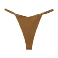 Women's Sexy Low Waist V Shape Thong Ice Silk Seamless Briefs Brown Color Variant - M / Toffee