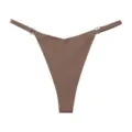 Seamless ice silk low rise thong for women, comfortable V shape sexy minimal string panty. - M / Milk Coffee