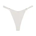 Women's sexy seamless ice silk low-waist thong V-shaped g-string with heart rings white - S / White