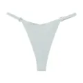 Seamless ice silk low waist thong for women, comfortable V-shaped sexy thong panty with rings. - S / Light Cyan