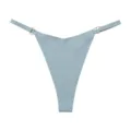 Seamless low-rise ice silk thong with golden metal rings for women daily comfort wear. - S / Indigo