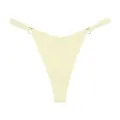 Seamless ice silk low-rise V-shape thong women's comfortable sexy underwear with metal rings - S / Vanilla