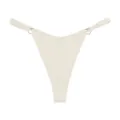 Seamless ice silk low-waist V-shaped women thong with cute heart rings, comfortable and sexy. - M / Light Rice
