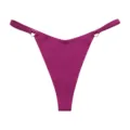 Seamless ice silk thong for women, low-waist V-shaped string panty with heart rings, magenta. - S / Grape Purple