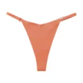 Women's low-waist V-shape seamless ice silk string thong underwear with metal ring details. - M / Orange
