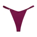 Seamless ice silk low-waist V-shaped thong with heart rings, sexy comfortable daily wear. - M / Dark Purple