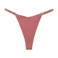 Women's sexy low rise seamless thong underwear in pink with decorative metal rings - S / Brick Red