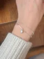 S925 sterling silver double layer pearl bracelet, minimalist stackable wrist jewelry. - Double Layer Artificial Pearl Style (MY32751)