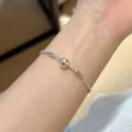 Minimalist sterling silver snake chain bracelet with shiny round ball charm for daily wear. - Fine Snake Chain Glossy Round Bead Bracelet (MY36456)