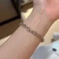 Minimalist 925 sterling silver chain bracelet for women, daily wear simple link hand jewelry. - Minimalist Elongated Link Style (MY36512)