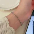 Minimalist silver link chain bracelet for women, daily versatile stackable hand jewelry. - Luxurious Minimalist Chain Style (MY35379)