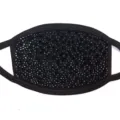 Black rhinestone face mask sparkly crystal cloth reusable face covering for women party fashion - One Size / Black Zircon