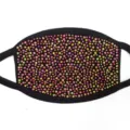 Black cotton face mask featuring colorful sparkling hotfix rhinestones, trendy fashion design. - One Size / AB Rhinestone