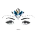 Gesichts Strass Aufkleber Gesichtssteine Stirn Kristall Schmuck Körper DIY Make-up Kunst - Blau Gold Zweifarbig Strass Gesicht Juwel Layout Stil (L0115) / 12.5*16.5cm