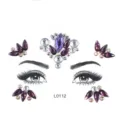 Lila Strass Gesicht Edelsteine Aufkleber für Festival Make-up und DIY Gesicht Dekoration. - Lila Silber Strass Stirn Augenbereich Dekoration Stil (L0112) / 12.5*16.5cm