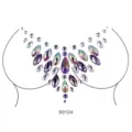 Detaillierte Strass Brustaufkleber Details, glitzernder Acryl Koerperschmuck fuer Party. - Irisierender Violetter Geometrischer Stil (X0124)
