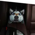 Cute 3D Husky Car Tissue Box Plush Armrest Paper Holder Cartoon Interior Decor Accessory - Husky with Butterfly (Black)