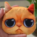 Cute orange cat head coin purse plush mini wallet zipper pouch for daily use and gifts. - Sad Cat