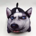 3D Husky Car Tissue Box Cute Dog Plush Paper Napkin Holder Auto Interior Accessory - Black Dog