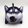 3D Husky Car Tissue Box Funny Cute Plush Armrest Cover Automotive Interior Decor - Angry Husky